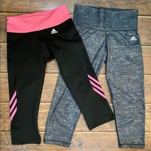 Adidas Capri Athletic Leggings Bundle - Hot Pink Black Grey Inner pocket